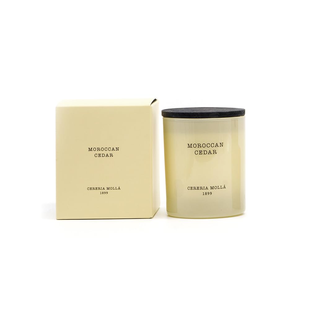 CERERÍA MOLLA 1899 | Vela Premium Moroccan Cedar | Velas Aromáticas de 1 Mecha | 50 horas de duración | Vela con Fragancias Naturales | Envases Reciclables | Vela Artesanal