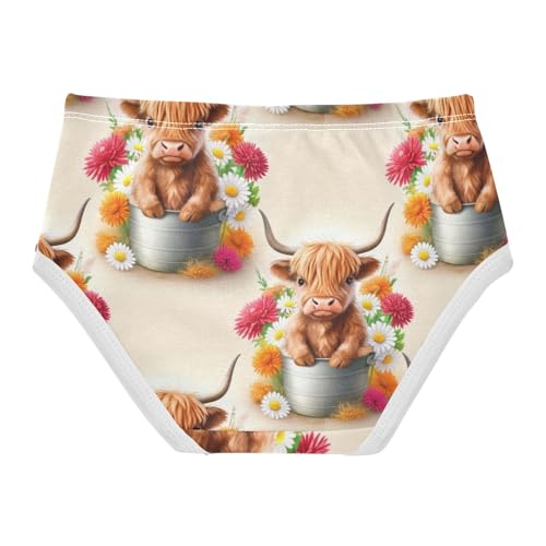 Joisal Fancy Toddler Underwear Floral 2t Cotton Panties for Girl Cute Highland Cow Flowers Underpants Briefs2