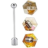 🍯【Diseño único y desmontable】Las ranuras en espiral de este cucharón de miel pueden recolectar y dispensar miel fácilmente del frasco. Diseño de tornillo de doble cabeza, el cabezal mezclador y la bola antideslizante son desmontables, lo que es conveniente para limpiar y secar para su reutilización.