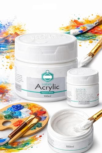 Image of Acrylic paint 100ml for artist & craft Painting colour smooth Finish Art paint Perfect for Canvas Wood (White)