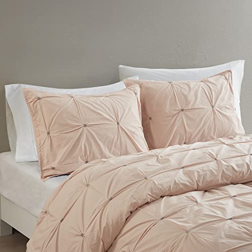 Ink+Ivy Masie Duvet Cover Full/Queen Size - Blush , Elastic Embroidery Tufted Ruffles Duvet Cover Set – 3 Piece – 100% Cotton Percale Light Weight Bed Comforter Covers #TOP3
