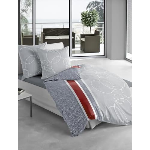 Bierbaum Bettwäsche 6230, Mako-Satin, Made in Germany, grau 08, 155x220 + 80x80 cm, Komfortgröße