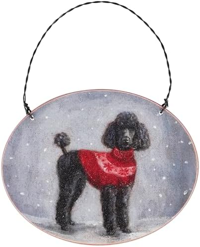 Primitives by Kathy Ornament - Cozy Poodle Wooden ornamament Holiday Design/Personalize Back with pet Name, Date, Memories/Rustic Tree décor image 3