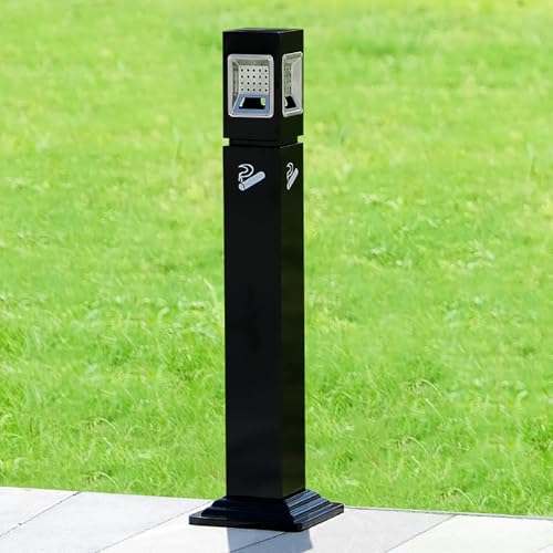 Pojemnik na Popiół, Popielniczka Stojąca, Komercyjny Pojemnik na Niedopałki, Kwadratowy Pojemnik na Popiół z 4 Bokami, Stanowisko Dla Palaczy na Patio, do Biura, Baru