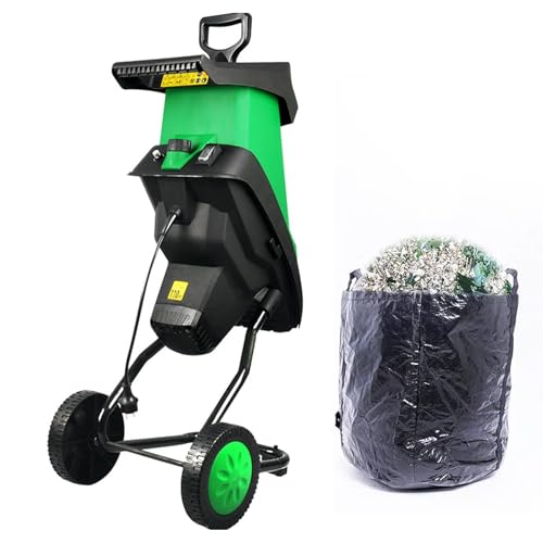 Trituradora de hojas y ramas, trituradora eléctrica para jardín de 2400 W, con bolsa recolectora de 50 L, velocidad sin carga de 4500 rpm, diámetro de corte de 39 mm, 90 x 40 x 34 cm
