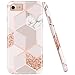 JAHOLAN Stylish Shiny Rose Gold Marble Design Clear Bumper Glossy TPU Soft Rubber Silicone Cover Phone Case Compatible with iPhone 7 iPhone 8 iPhone 6 iPhone 6S