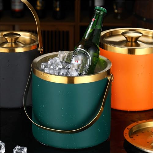 Cubo de hielo de acero inoxidable negro resistente y elegante 8