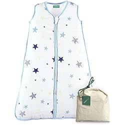 Textil Hogar Fundas Nordicas molis&co. Saco de Dormir para bebé. 2.5 TOG. Talla 6-18 Meses. Ideal para Entretiempo e Invierno. Súper Suave y cálido. Estampado de Estrellas. Unisex. Muselina Premium Acolchado.