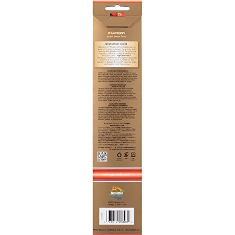 Gonesh Collection Strawberry-Extra Rich Incense, Gold,GOXRST