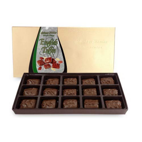 Anthony Thomas, Dark Chocolate English Toffee Gift Box, Rich Almond Butter Toffee (7oz, Milk Chocolate)