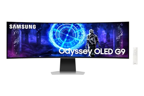 Samsung 49 Inch Odyssey OLED G95SD DQHD Curved Gaming Monitor| 5120x1440| 240Hz| 0.03ms| AMD Free Sync Premium Pro| G-Sync Ready| HDMI 2.1| DP 1.4| HAS Pivot| OLED Safeguard| Smart TV