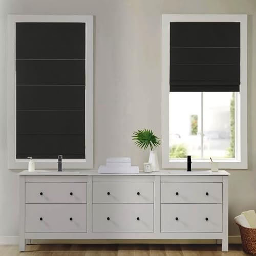 Changshade Roman Shades for Indoor Windows Blackout Cordless Custom Size, Roman Blinds for Interior Window Black Out Room Darkening Inside Outside Mount Heat Light Blocking for Bedroom Living Room