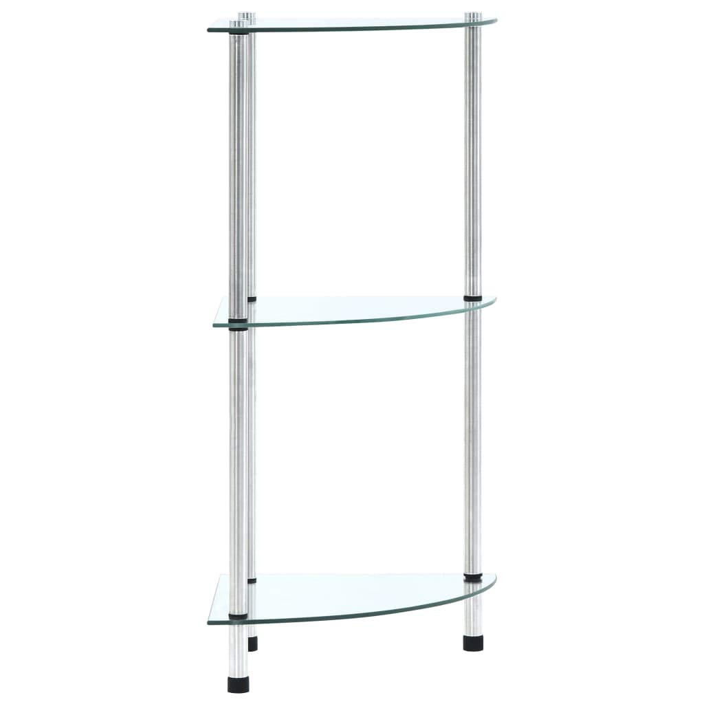 Scaffale in vetro trasparente con 3 ripiani, 30 x 30 x 67 cm, in vetro temperato e acciaio inox, per soggiorno, ufficio, bagno, ideale come divisorio, portaoggetti, decorazione, organizer