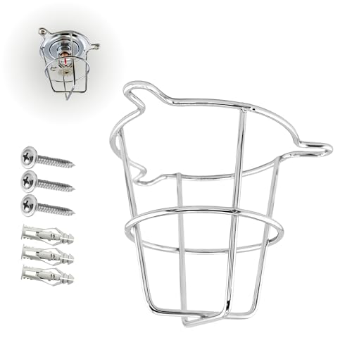 Fire Sprinkler Head Guard Cage, Chrome Plated Metal Protector Cover – Fits 1/2" & 3/4" Sprinkler Heads – For Flush Mount, Sidewall & Semi-Recessed Fire Sprinklers - 1 PK