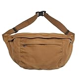 Unisex Slouchy Sling Bag, Large Fanny Pack with Multiple Compartments, Canvas Chest Purse Crossbody Bag, Adjustable Strap, Large Capacity (Orange)