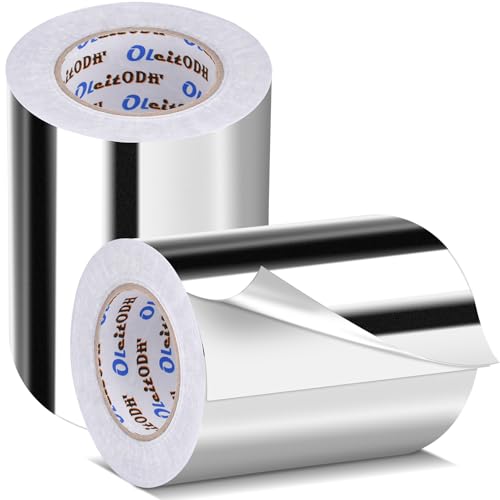 Image of Oleitodh 2 Pack Aluminum Foil Tape Bulk - 6 Inch x 55 Yards - 2.7mil Heavy Duty Metal Duct Tape, Aluminum HVAC Tape for Sealing & Patching, Air Ducts, Insulation Metal Repair, Professional Grade