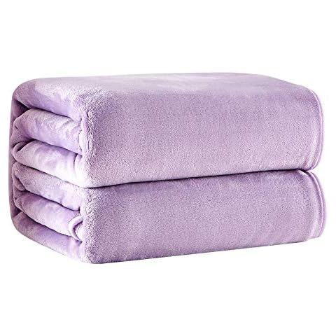 Lanqinglv Fluffy Throw Blankets Warm Winter Lavender Bedspread Double sofa Throws 2 Seater Lightweight Flannel Microfiber Purple Blankets for Sofa Beds 150x200cm (PP) Cover