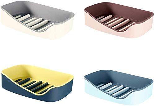 CLAPONE Wall Mounted Self Adhesive Waterproof Double Layer Soap Holder Dish Tray for Bathroom Shower Kitchen Sink - Pack of 3, Multicoloured (B0CGLLCX31) Amazon Price History, Amazon Price Tracker
