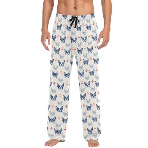 French Bulldog Pattern Mens Pajama Pants Animal Puppy Dog Paw Print Lounge Bottoms Soft Sleep Pants L