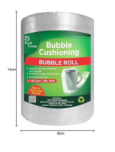 Image of Heavy-Duty 120 Gsm Thickness 1 Meter Wide Bubble Wrap Roll Perfect for Shipping, Moving, and Storage Needs, Cushioning Material - Guard Your Items Against Impact and Damage (25 Meter)