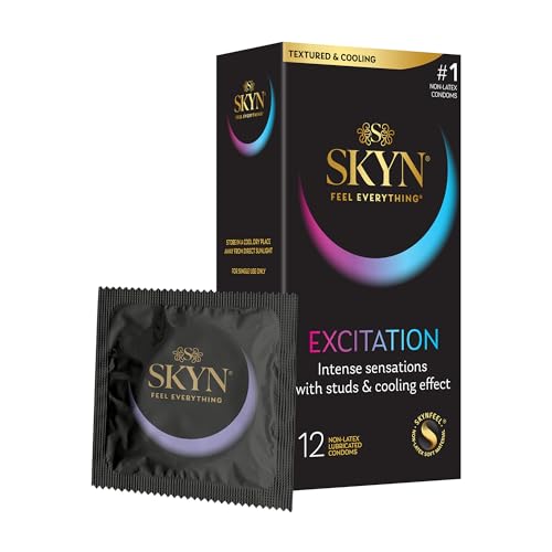 SKYN Excitation Condoms - 12 Count - Ultra-Thin, Lubricated Latex-Free Condoms for a Natural, Smooth Fit