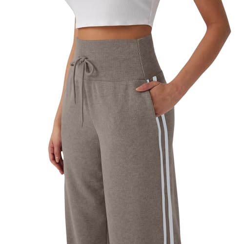 Sweatpants for Women Barrel Oversized Cargo Sweatpants Baggy 2 Side Stripes Palazzo Pants Wide Leg Workout Lounge Drawstring4