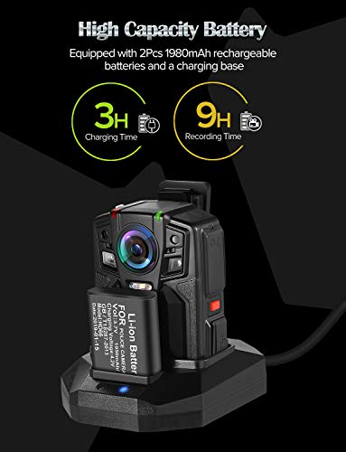 Boblov Hd66/D7 2K 1440P Body Worn Camera Ip67 Waterproof&Anti -Fall, Two Batteies With Dock,1440P Wearable Camera Audio & Video Recorder 170° Wide Angle Ir Night Vision With 360° Rotation Clip (32Gb) #TOP3