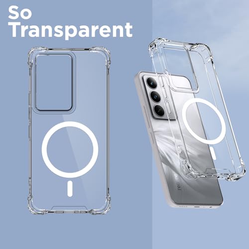 Image of Pikkme Back Cover for Realme C71 Mag-Safe Shockproof PC + TPU Protective Case Magnetic Support Bumper Case (Transparent Mag-Safe)