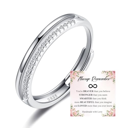 OOOPEL 925 Sterling Silver Thumb Rings for Women Adjustable Silver Rings | Dainty Promise Sterling Silver Rings Women Love Knot Promise Cubic Zirconia Silver Band Rings with Inspiration Card