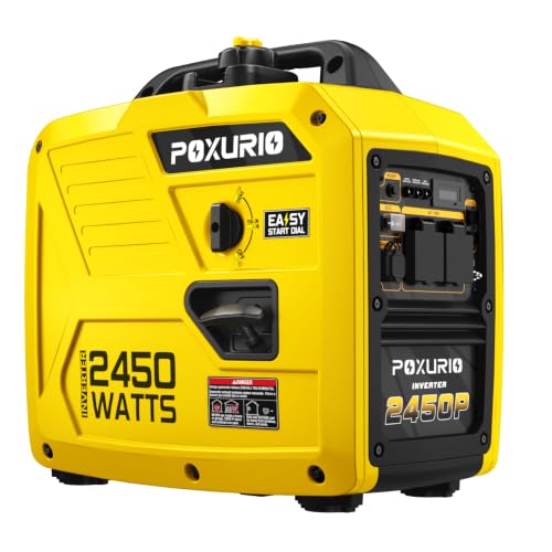 Image of 2450-Watt Inverter Generator for Home Use, 1.6Gallon Large Fuel Tank Up to 8.3 Hours Use, 120V Gas Powered Generator Super Quiet, Yellow