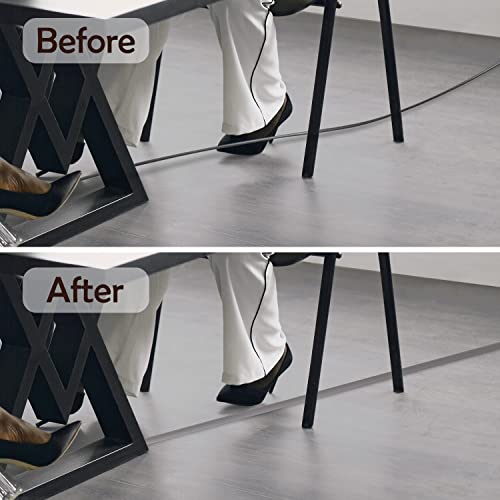 Rubber Bond Cord Cover Floor Cable Protector - Strong Self Adhesive Floor Cord Covers For Wires - Low Profile Extension Cord Covers For Floor & Wall - Grey - Thin Cord - 4 Feet #TOP3