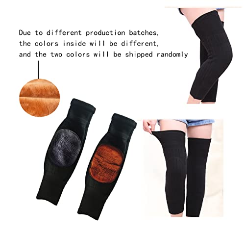 Image of Unisex Cashmere Wool Knee Brace Pads Winter Warm Thermal Knee Warmers Thicken Lengthen Breathable Elastic Knees Sleeves Support Protector for Ski Cycling Dance Runing Arthritis Tendonitis(1 Pair)