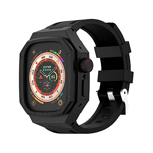 Boîtier Apple Watch Ultra 49mm en métal pour le bureau et les sorties, bracelet silicone chic