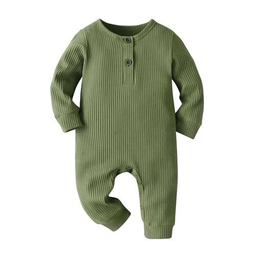 Image of Eghunooy Baby Boy Girl Solid Color One Piece Romper Jumpsuit Outfits Clothes
