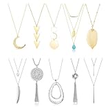 【Adecuado para todas las estaciones】- 10 collares de moda están contigo en cada temporada. Por lo tanto, el collar de hojas único combina bien con un vestido en primavera, el collar de triángulo simple combina bien con su chaleco en verano, el collar en capas combina con una camisa de color sólido en otoño, y el collar de borlas agrega su encanto cuando usa ropa de invierno. un suéter