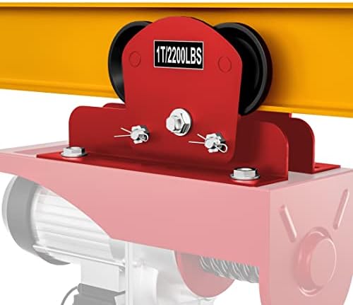 Acemaker 1 Ton Electric Hoist Trolley, I-Beam Trolley for PA600 to PA1000 Electric Hoist, 2.68in - 4.33in Adjustable Flange Manual Trolley Rollers Overhead Garage Hoist System, 2204lbs (Red)…
