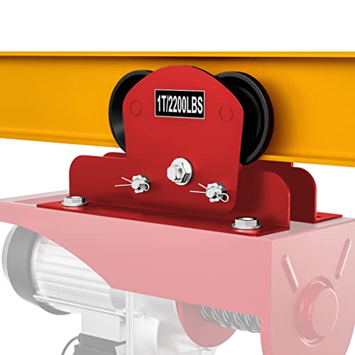 Acemaker 1 Ton Electric Hoist Trolley, I-Beam Trolley For Pa600 To Pa1000 Electric Hoist, 2.68In - 4.33In Adjustable Flange Manual Trolley Rollers Overhead Garage Hoist System, 2204Lbs (Red)… #TOP3