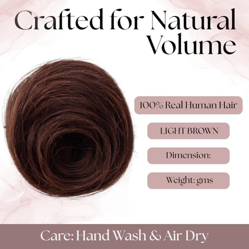 Image of Hair Bun for Women-100% Natural Real Human Hair Extension | Clutcher Hair bun for Women and Hairs Volumizer Easy-To-Wear Hair's Clutcher for Women-Trendy Look (Brown)