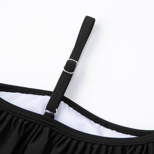 Image of Alakuoti Girls One Piece Swimsuits Cutout Ruffle Bathing Suit Quick Dry Beach Swimwear with Adjustable Strap 5-14 Years