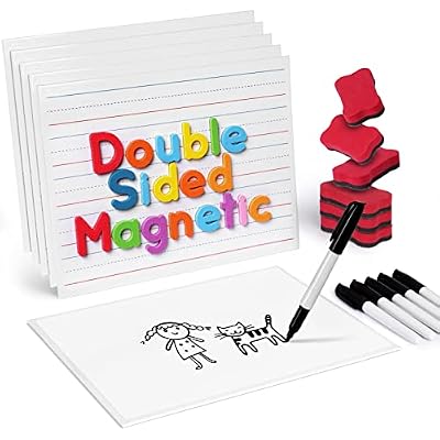 Gamenote 6 Pack Magnetic Small White Board Set & Rotating Art Supplies Organizer