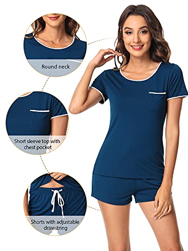 Image of WiWi Viscose from Bamboo Pajamas Set for Women Super Soft Short Sleeve Cooling Summer Plus Size Pjs Sets Sleepwear S-4X