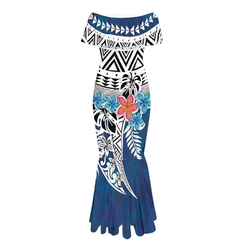 Image of Polynesian Dresses for Women Off Shoulder Maxi Dress Puletasi Samoan Dresses S-7XL