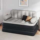 YITAHOME Queen Size Inflatable Sofa Bed with Headboard and Pump, Convertible Blow Up Couch, 2-in-1 Black Air Sofa Bed for Home, Camping, and Guests, Black