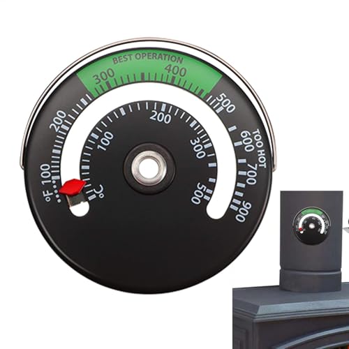 FmtwPhn Termómetro magnético para chimenea, termómetro magnético para estufa de fuego, accesorio para evitar daños en los ventiladores de estufa por sobrecalentamiento