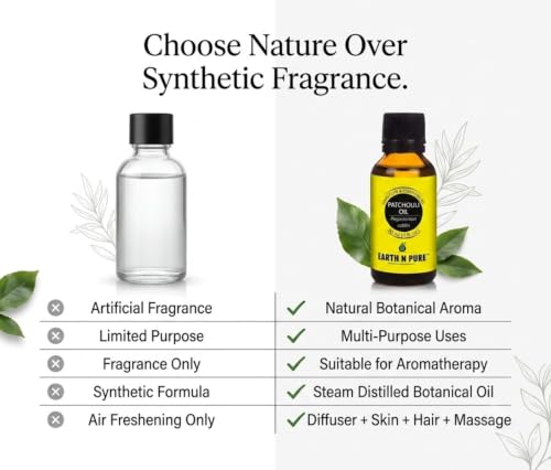 Image of Earth N Pure Patchouli Essential Oil | 100% Pure & Natural | Undiluted | For Diffuser, Aromatherapy, Skincare, Hair Care & Perfume Making | Deep Earthy Aroma | 30ml