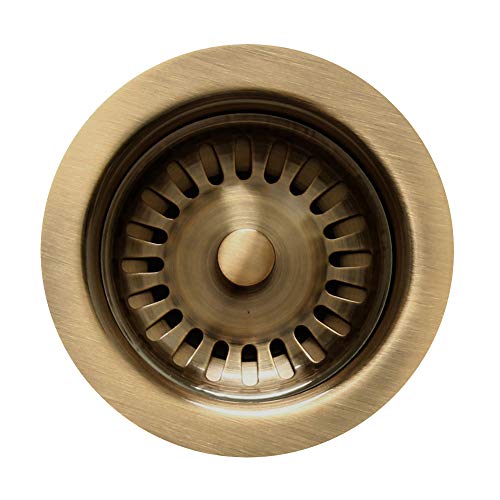 Whitehaus RNW35-AB 3 1/2'' Fireclay Sink Basket Strainer In Antique Brass Whitehaus RNW35-AB 3 1/2'' Fireclay Sink Basket Strainer In Antique Brass