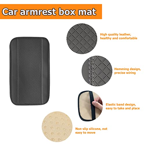 image for 8sanlione Car Armrest Storage Box Mat, Fiber Leather Car Center Consol
