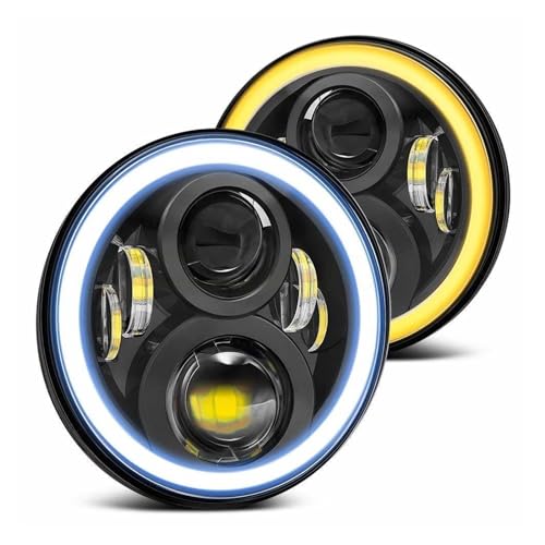 Phares LED ronds 7 pouces 60W pour Jeep Wrangler JK TJ LJ clignotant ambre blanc