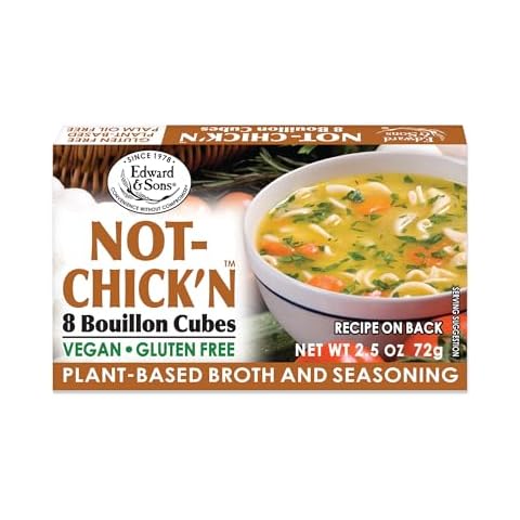 Edward & Son's Vegan Chicken Bouillon Cubes - Vegan Broth Cubes, Gluten Free, No Trans Fat, Use in Soups, Stews and Pilafs (8 Cubes of Each) - Pack of 12 Cover