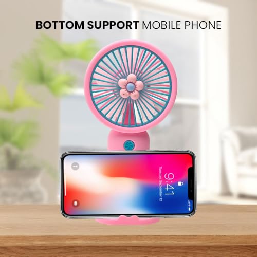 Image of Felinar 3 Speed Portable Mini Hand Fan Rechargeable 2-in-1 Handheld Desk Fan USB Powered Quiet Personal Cooling Fan for Men & Women Pink